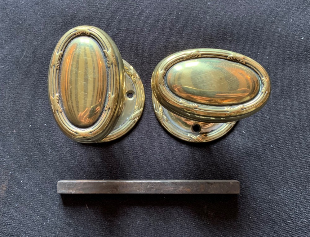 One Pair of Brass Regency Oval Door Knobs. View II
