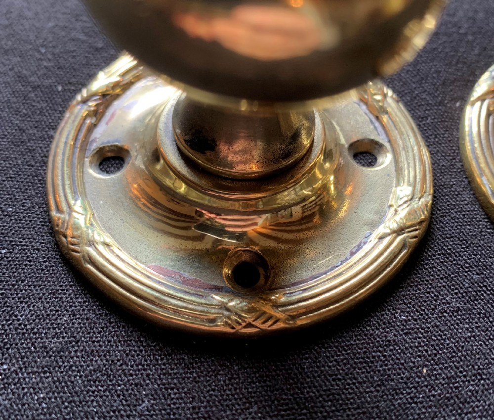One Pair of Brass Regency Oval Door Knobs. View IV