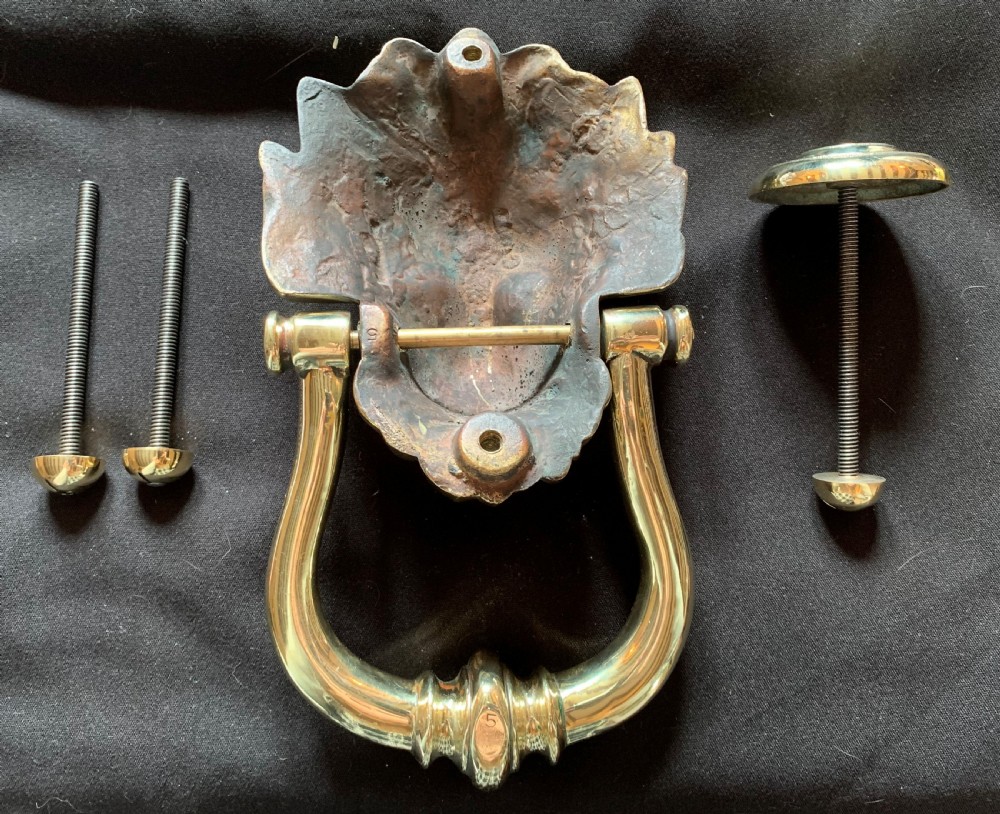 One Brass Victorian Lion's Head Door Knocker. View IV