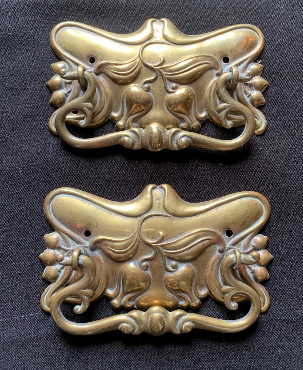 One Pair of Bronze Art Nouveau Drawer Handles.