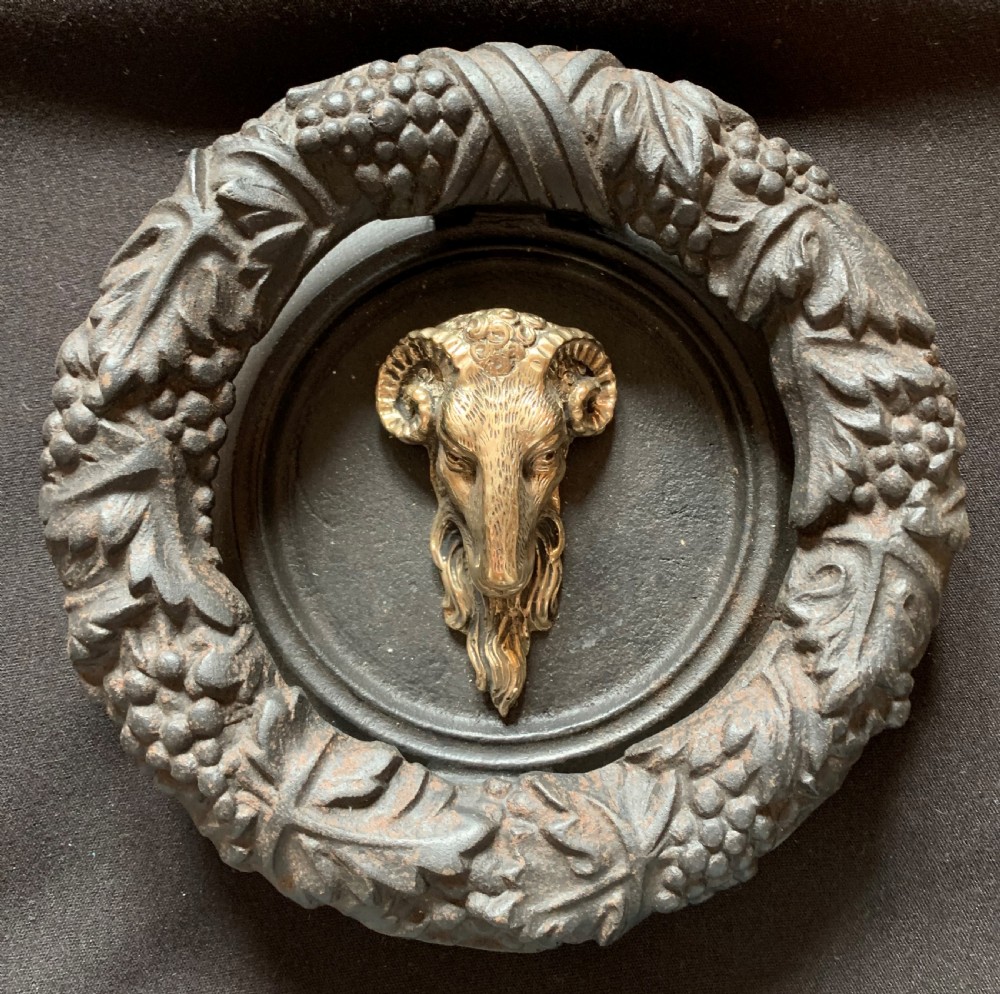 One Cast Iron & Brass Victorian Ram's Head Door Knocker.