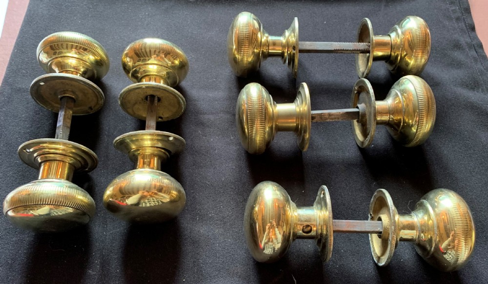 Five Pairs of Brass Victorian Door Knobs.