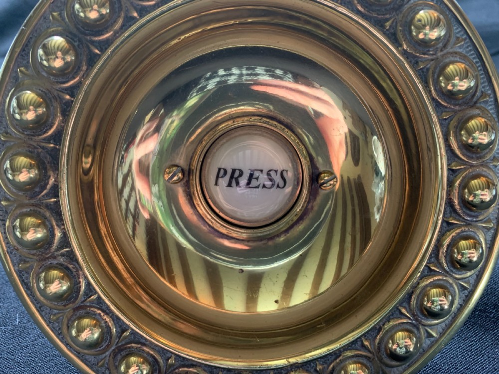 One Brass & Porcelain Gothic Victorian Door Bell Push. View III