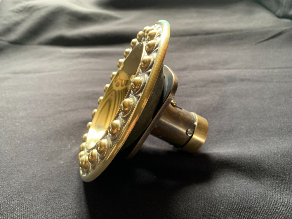 One Brass & Porcelain Gothic Victorian Door Bell Push. View V
