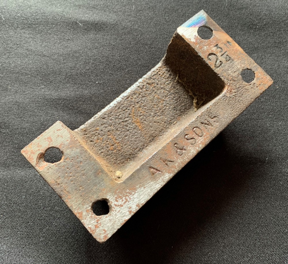 An antique Victorian surface-mounted wooden rim lock crafted from oak with decorative steel straps, accompanied by a steel keep and an original iron key. View VIII