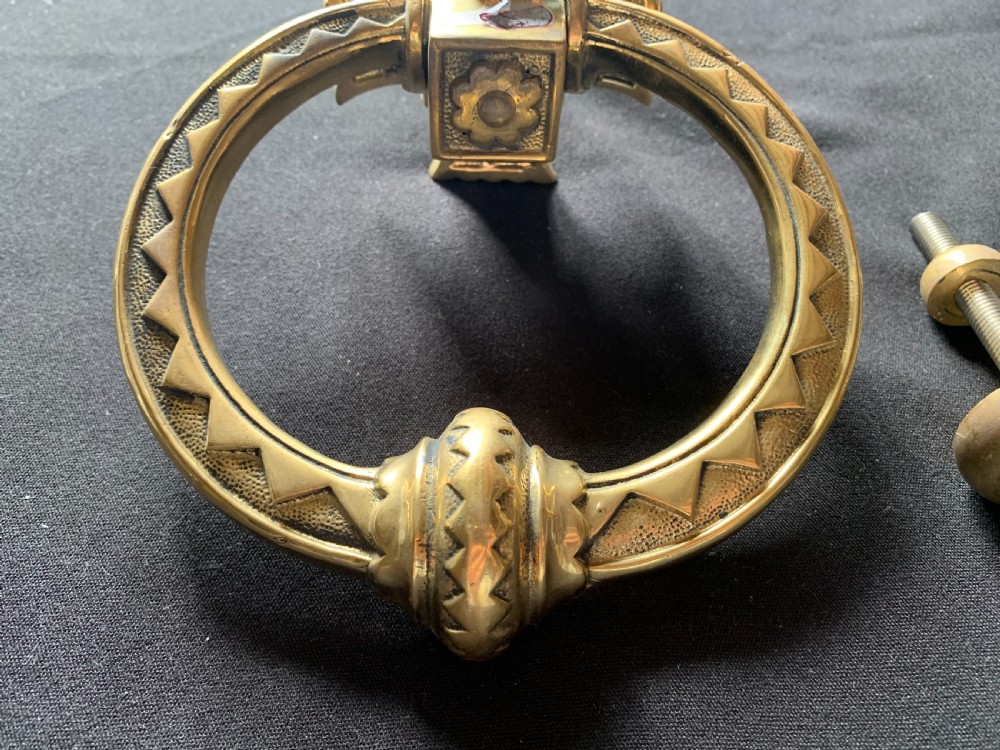 One Brass Gothic Victorian Door Knocker. View II