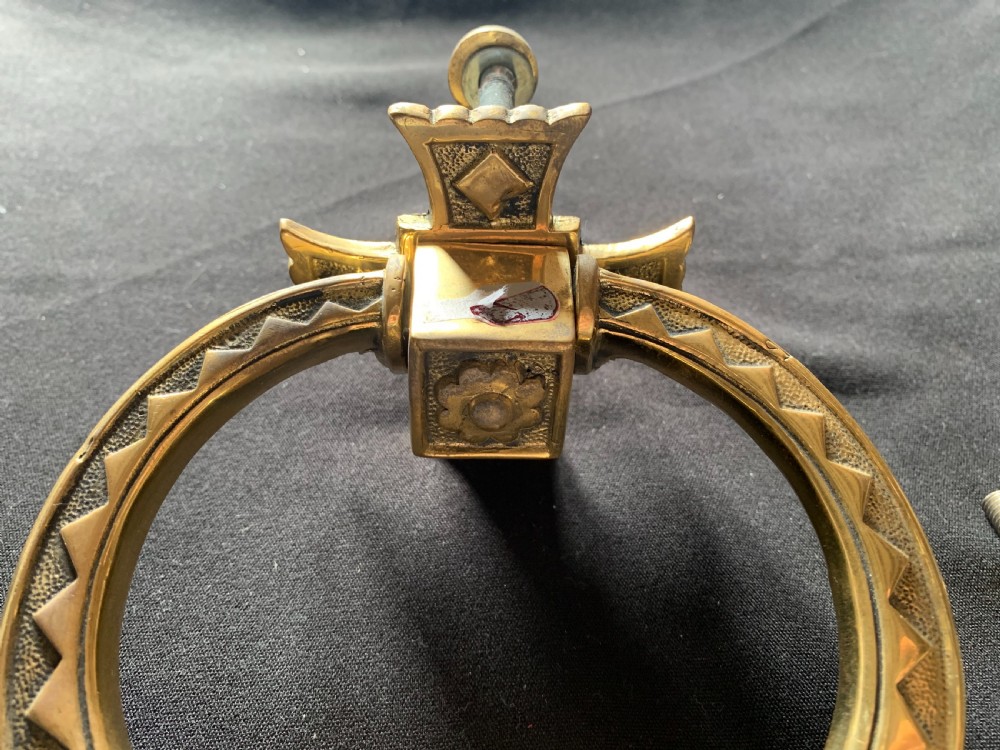 One Brass Gothic Victorian Door Knocker. View III