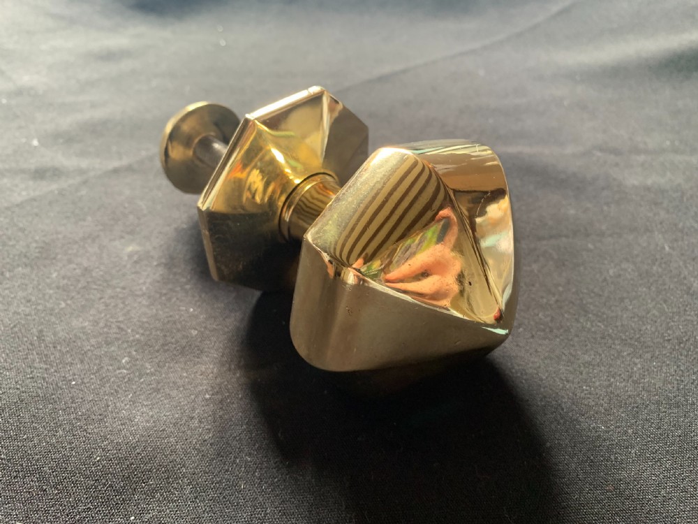 One Brass Gothic Victorian Centre Door Knob. View II