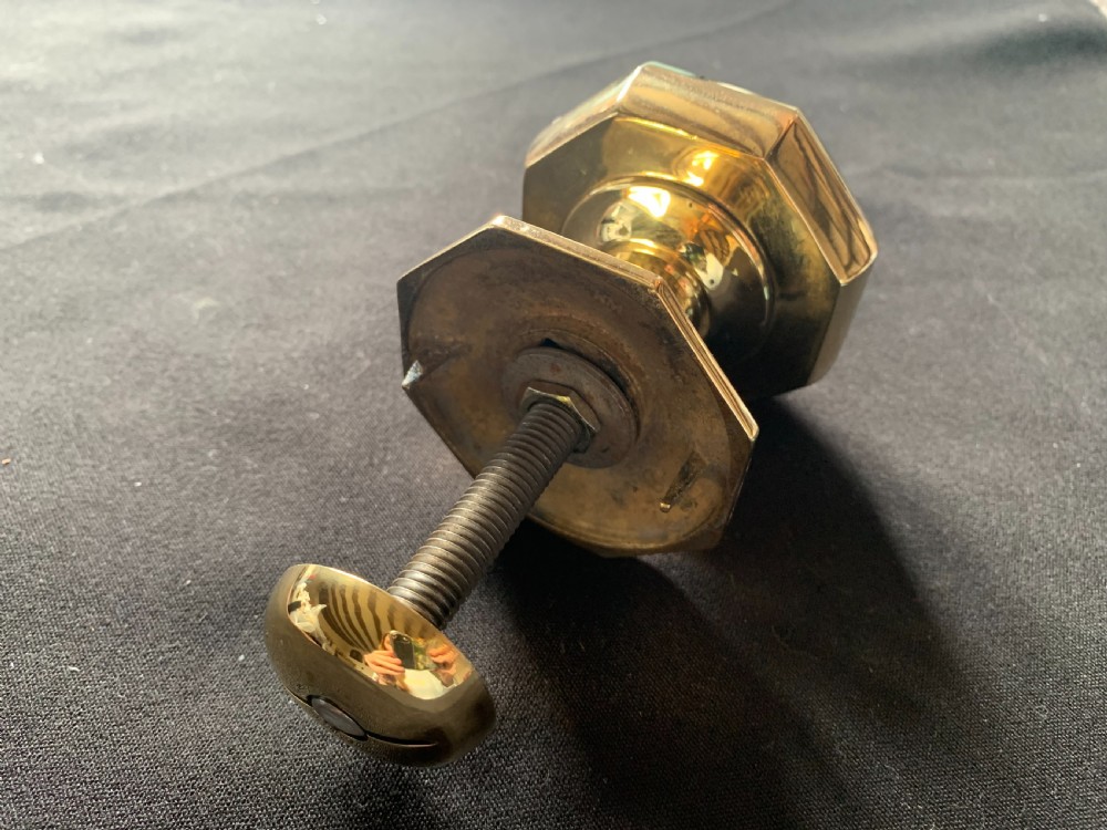 One Brass Gothic Victorian Centre Door Knob. View IV