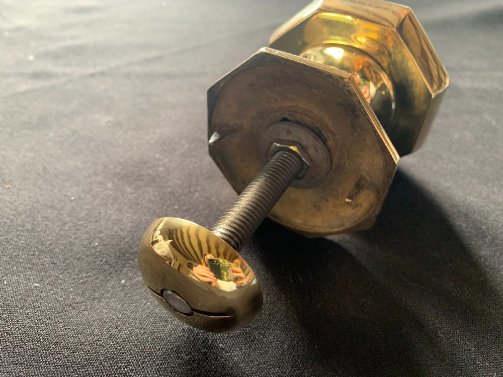 One Brass Gothic Victorian Centre Door Knob. View V