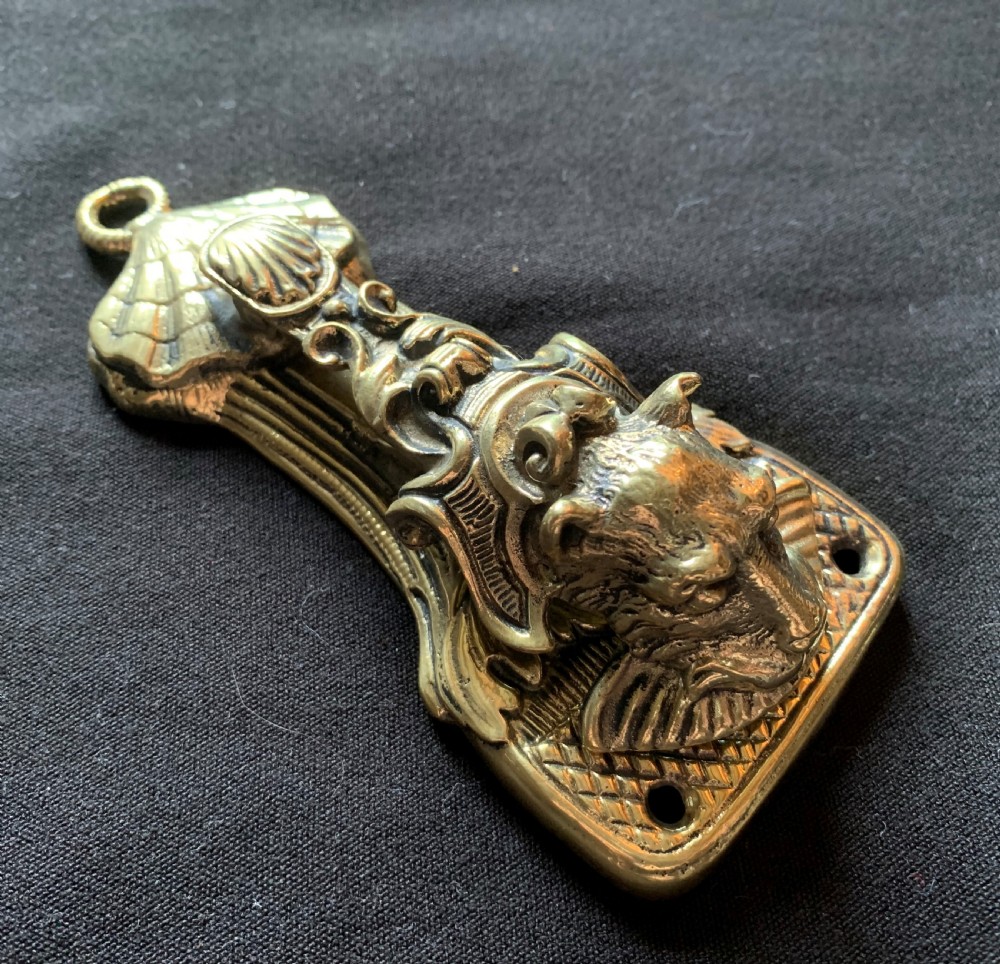 One Brass Victorian Water Dragon Door Knocker.  View IV