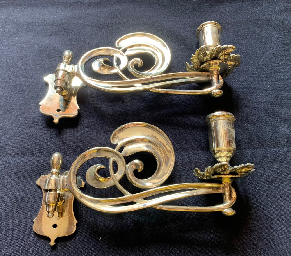 One Pair of Brass Victorian Candle Sconces.