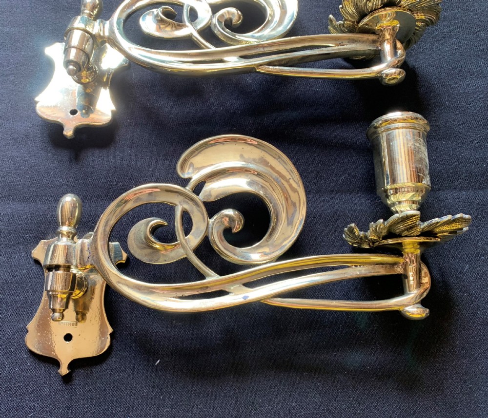 One Pair of Brass Victorian Candle Sconces. View III