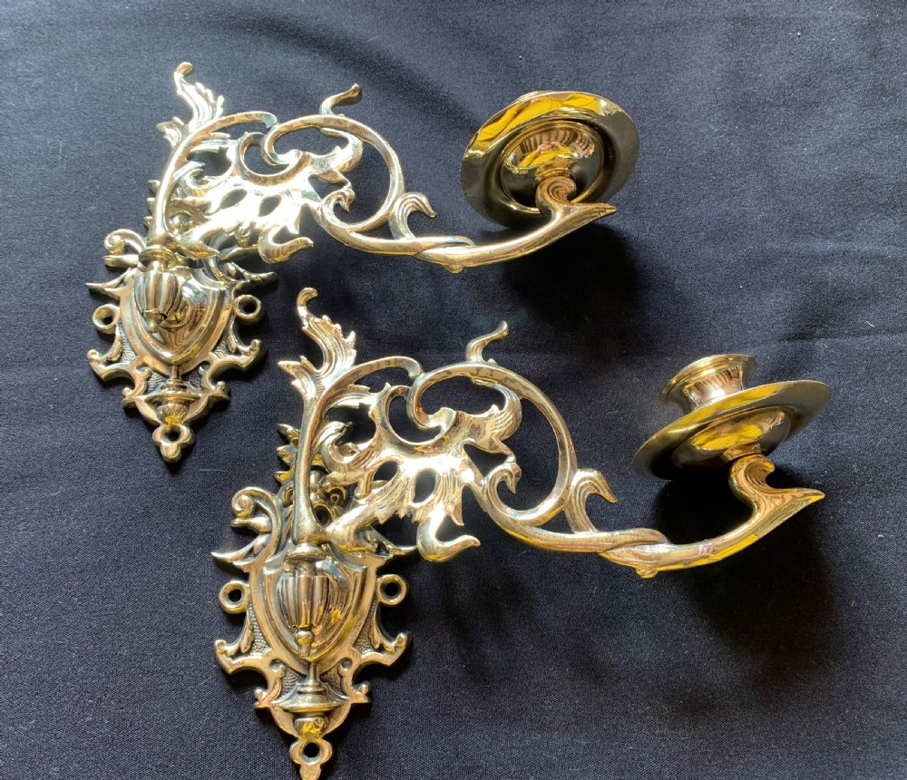 One Pair of Brass Victorian Candle Sconces.
