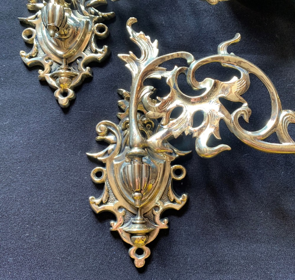 One Pair of Brass Victorian Candle Sconces. View II