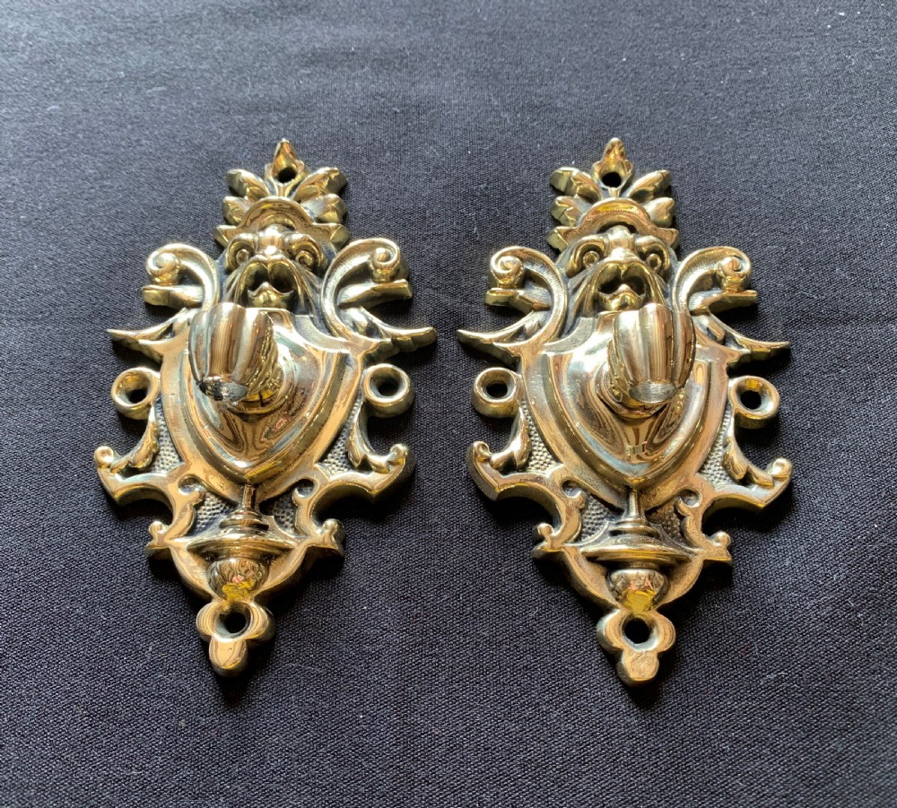 One Pair of Brass Victorian Candle Sconces. View VII
