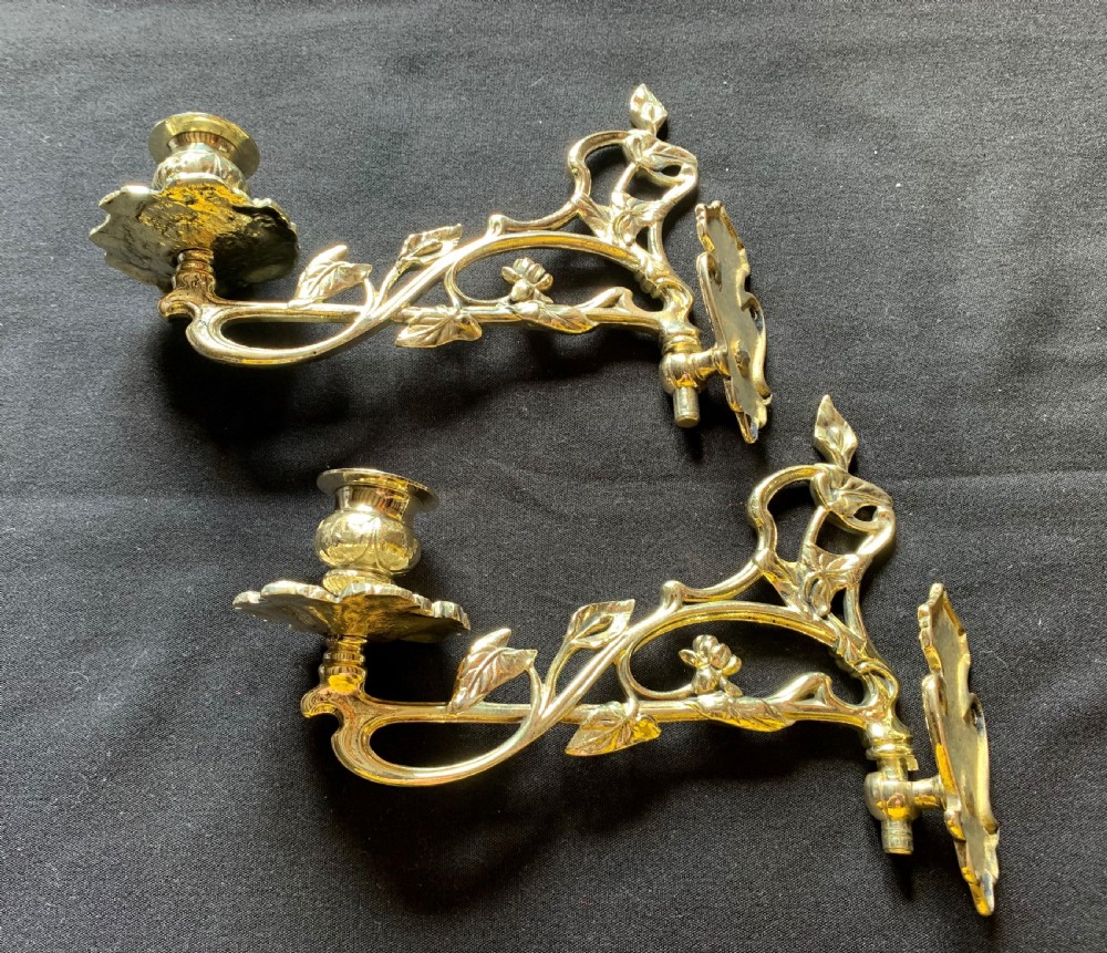 One Pair of Brass Victorian Candle Sconces.