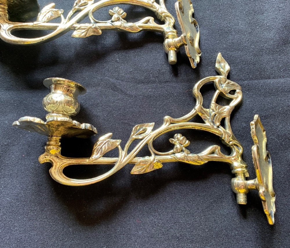 One Pair of Brass Victorian Candle Sconces. View II