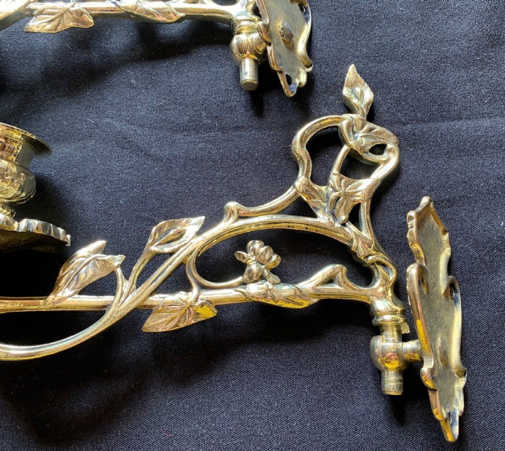 One Pair of Brass Victorian Candle Sconces. View III