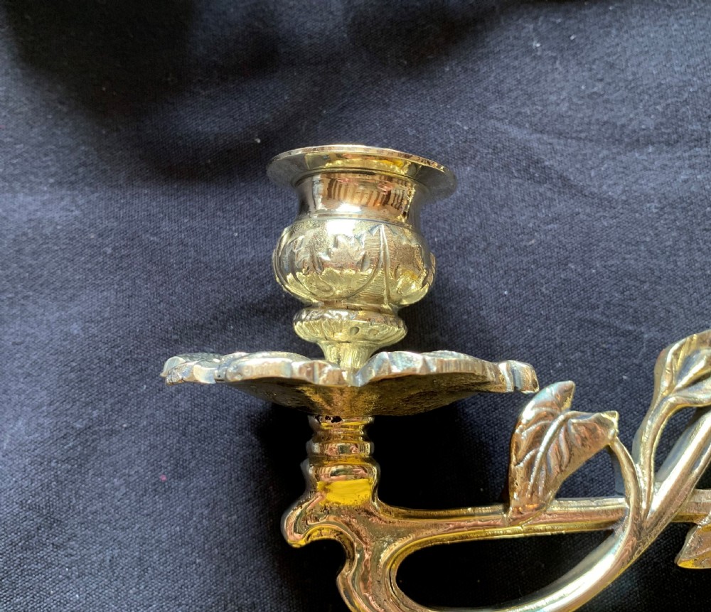 One Pair of Brass Victorian Candle Sconces. View V