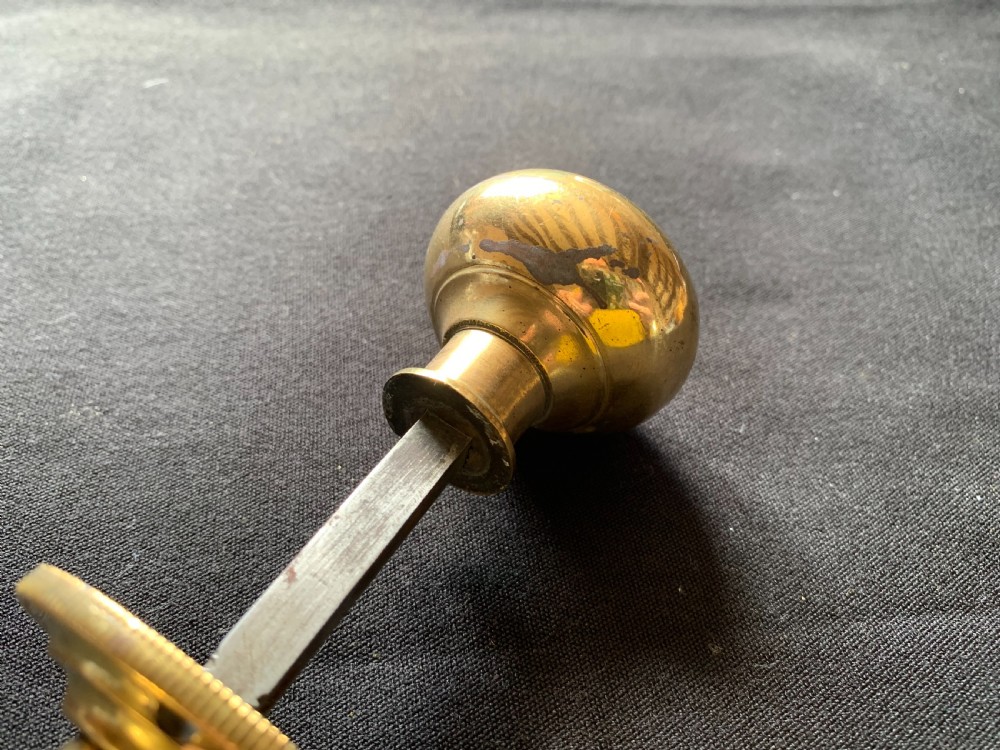 One Pair of Brass Georgian Rim Lock Door Knobs. View V