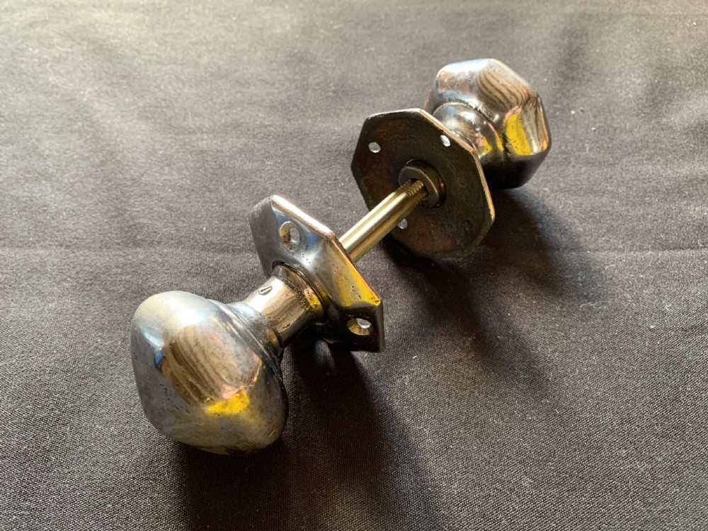 One Pair of Cast Iron Burnished Georgian Door Knobs. 