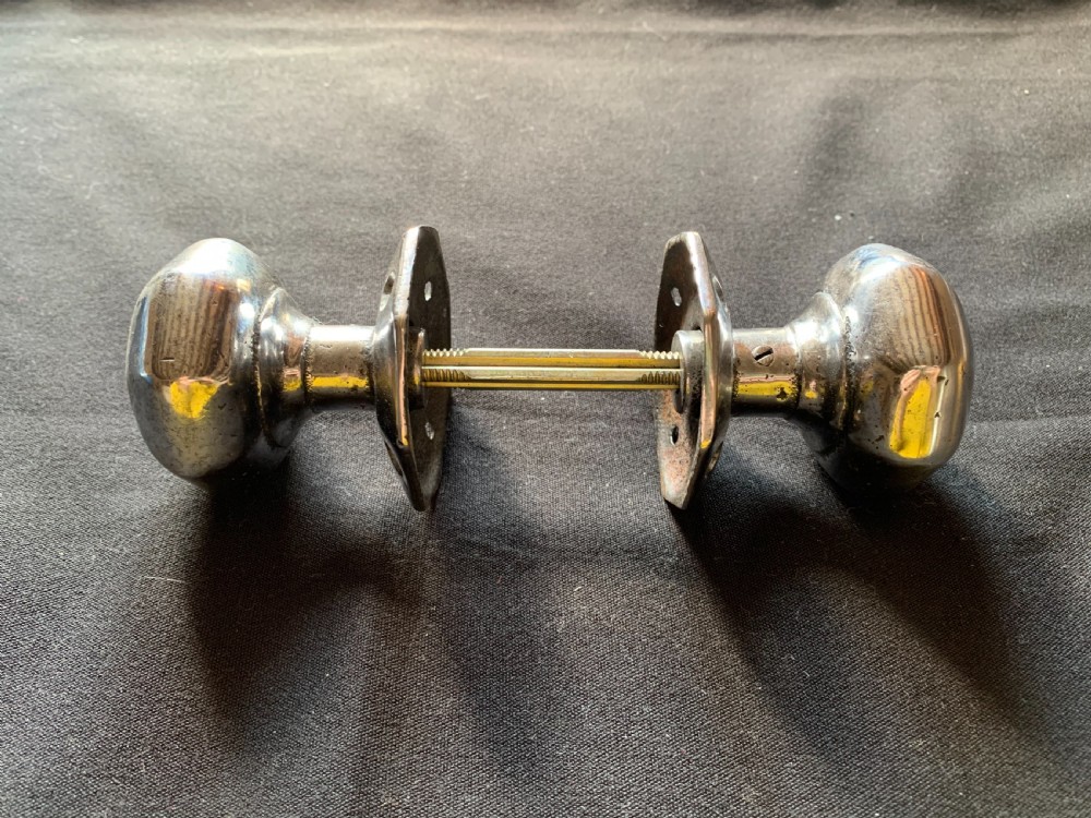 One Pair of Cast Iron Burnished Georgian Door Knobs.  View VI