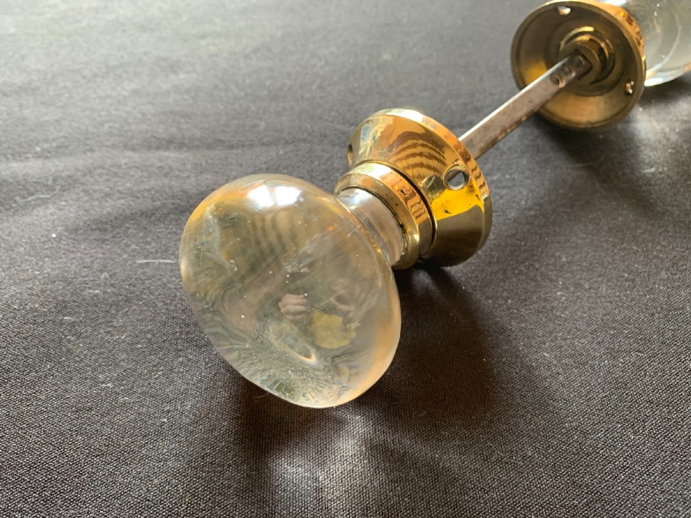 One Pair of Brass & Glass Regency Door Knobs. View II