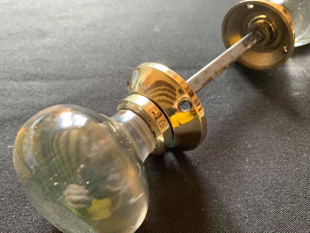 One Pair of Brass & Glass Regency Door Knobs. View III