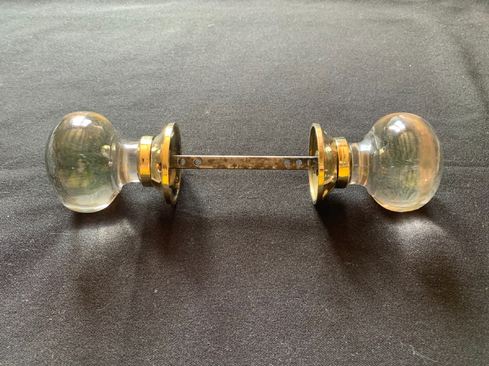 One Pair of Brass & Glass Regency Door Knobs. View V