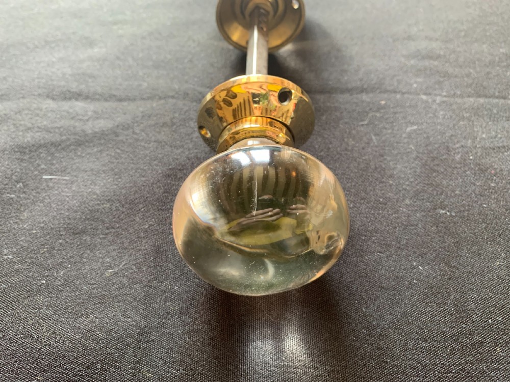 One Pair of Brass & Glass Regency Door Knobs. View VI