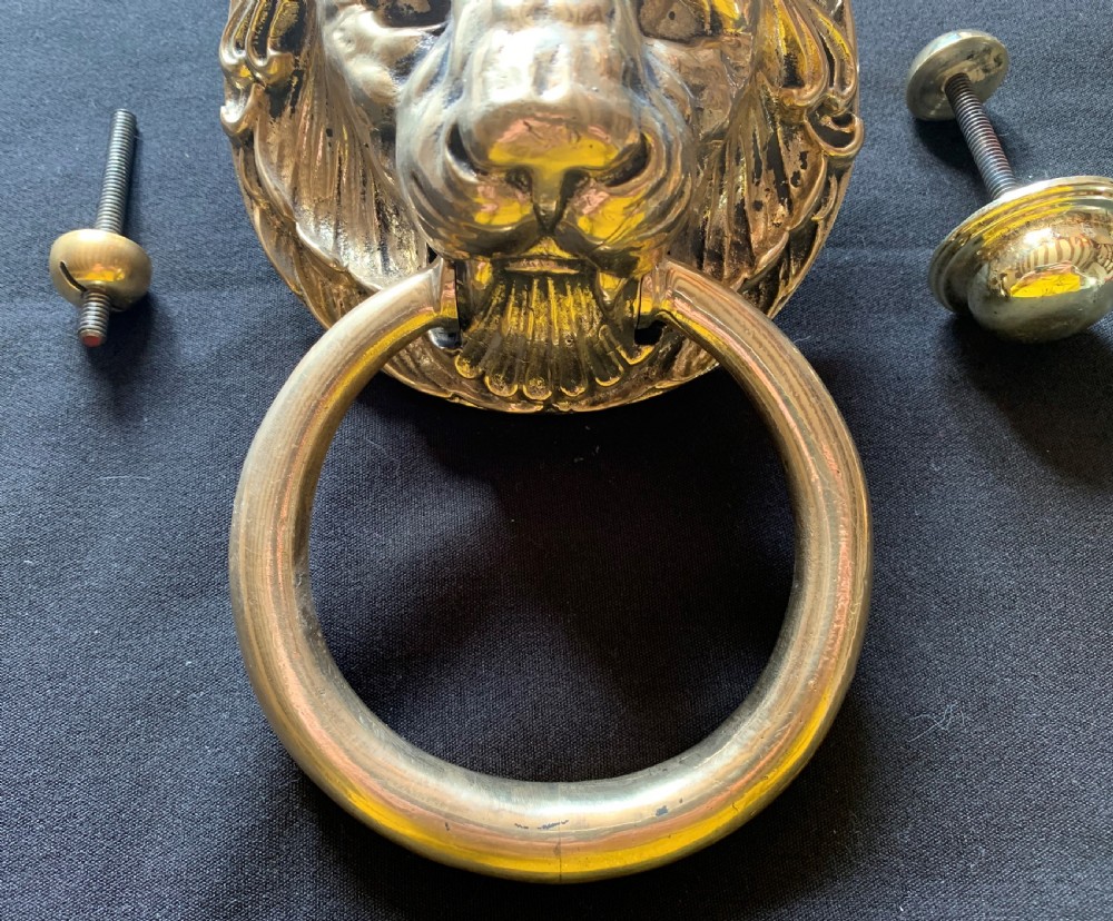 One Large Brass Victorian Lion Head Door Knocker.  View II