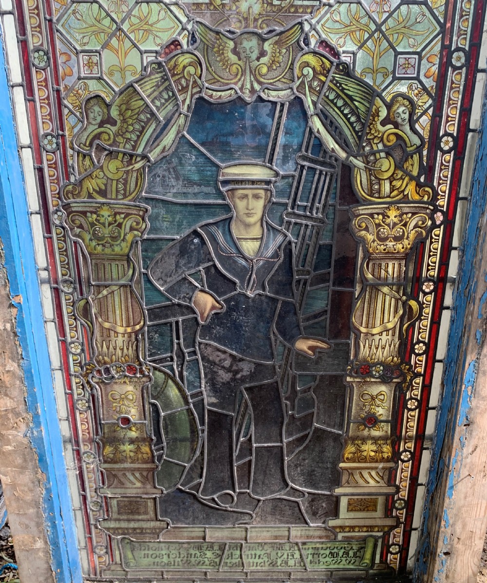 Set of Three WW1 Memorial Stained Glass Windows (Sailor, Soldier & Joan of Arc). View II