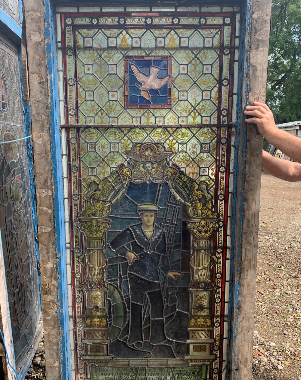 Set of Three WW1 Memorial Stained Glass Windows (Sailor, Soldier & Joan of Arc). View IV