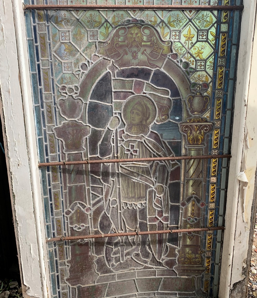 Set of Three WW1 Memorial Stained Glass Windows (Sailor, Soldier & Joan of Arc). View XII