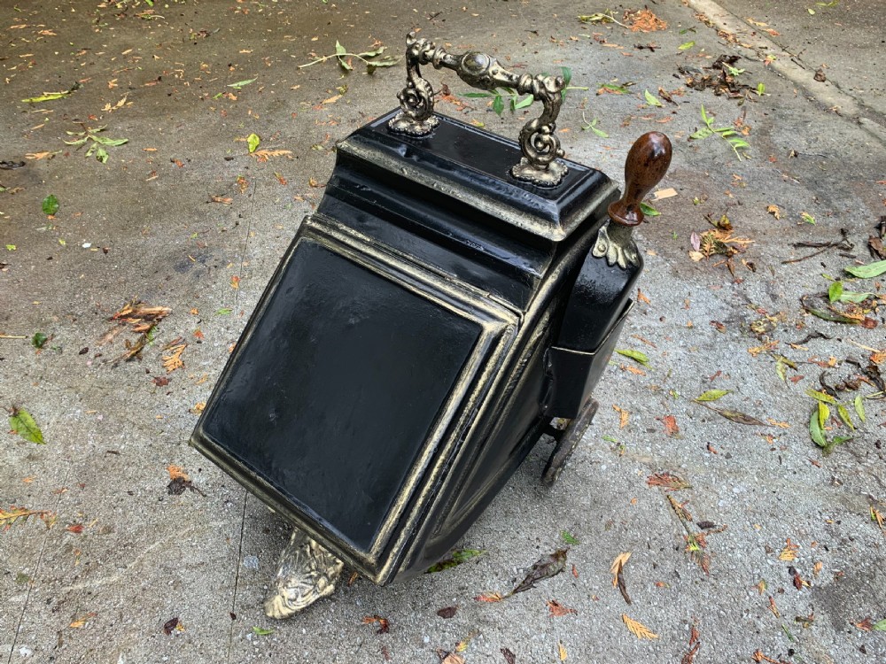 One Cast Iron Victorian Black Coal Bucket & Matching Shovel. 