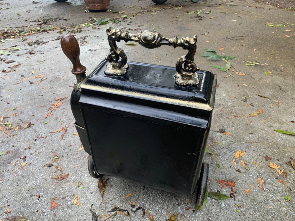 One Cast Iron Victorian Black Coal Bucket & Matching Shovel.  View II