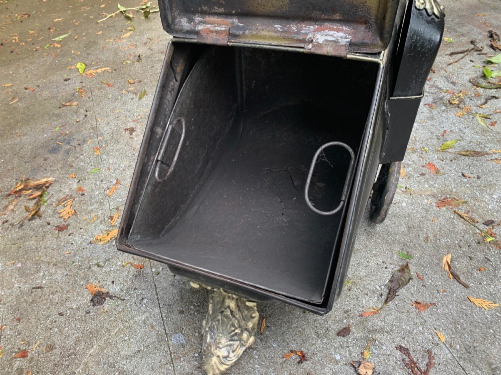 One Cast Iron Victorian Black Coal Bucket & Matching Shovel.  View III