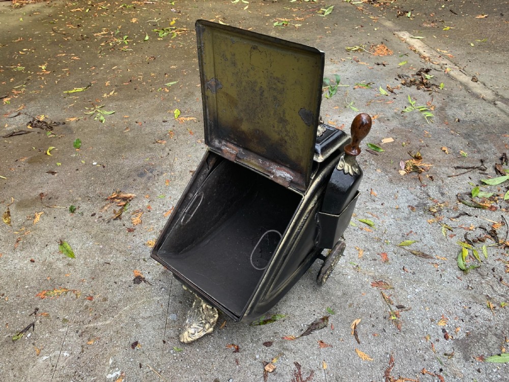 One Cast Iron Victorian Black Coal Bucket & Matching Shovel.  View IV