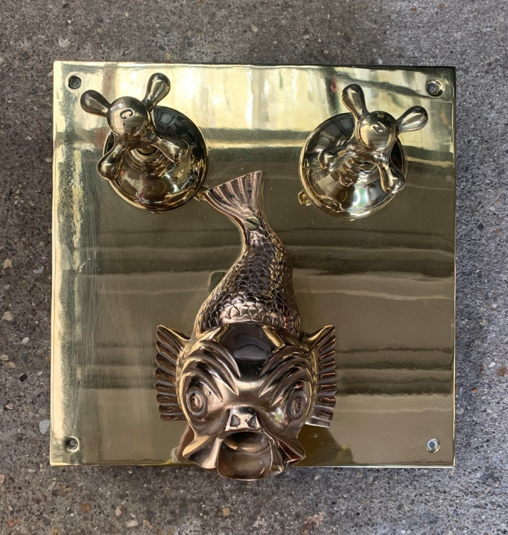 One Brass & Bronze Victorian Fish Mixer Taps. 