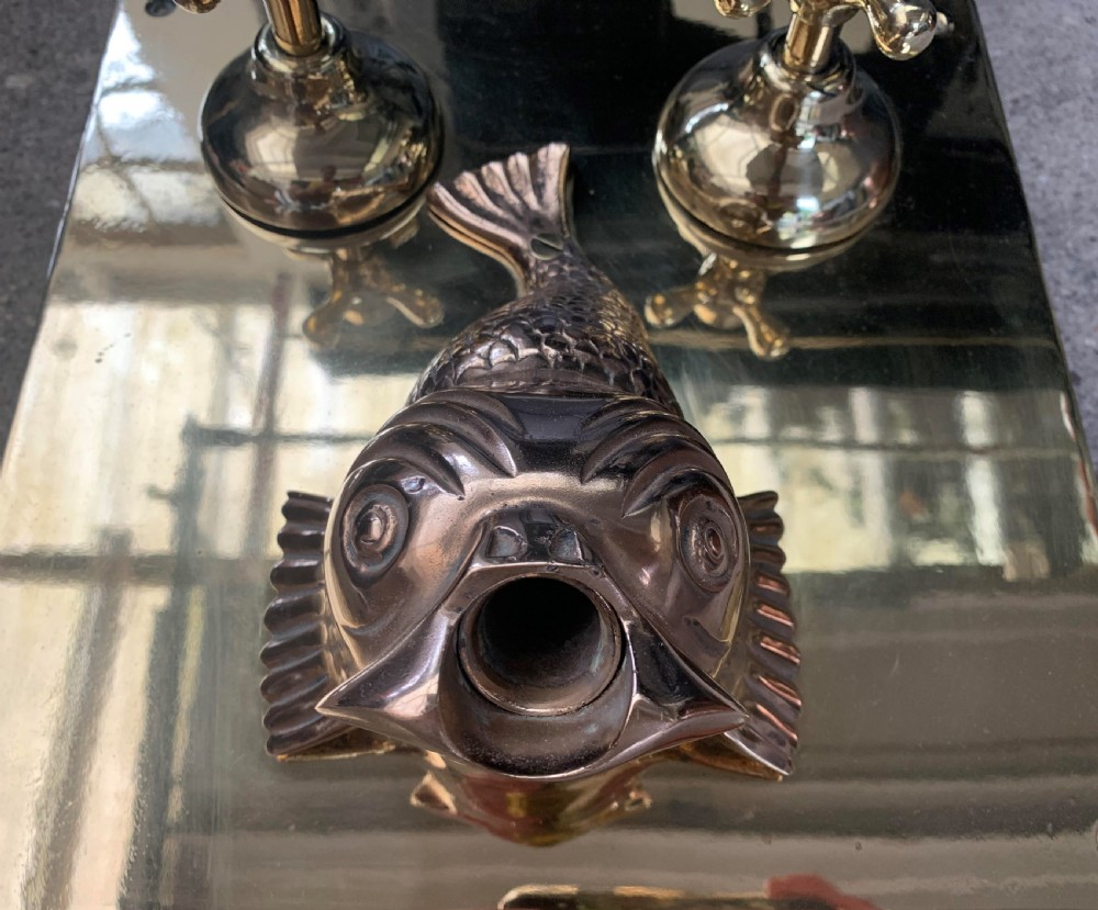 One Brass & Bronze Victorian Fish Mixer Taps.  View IV