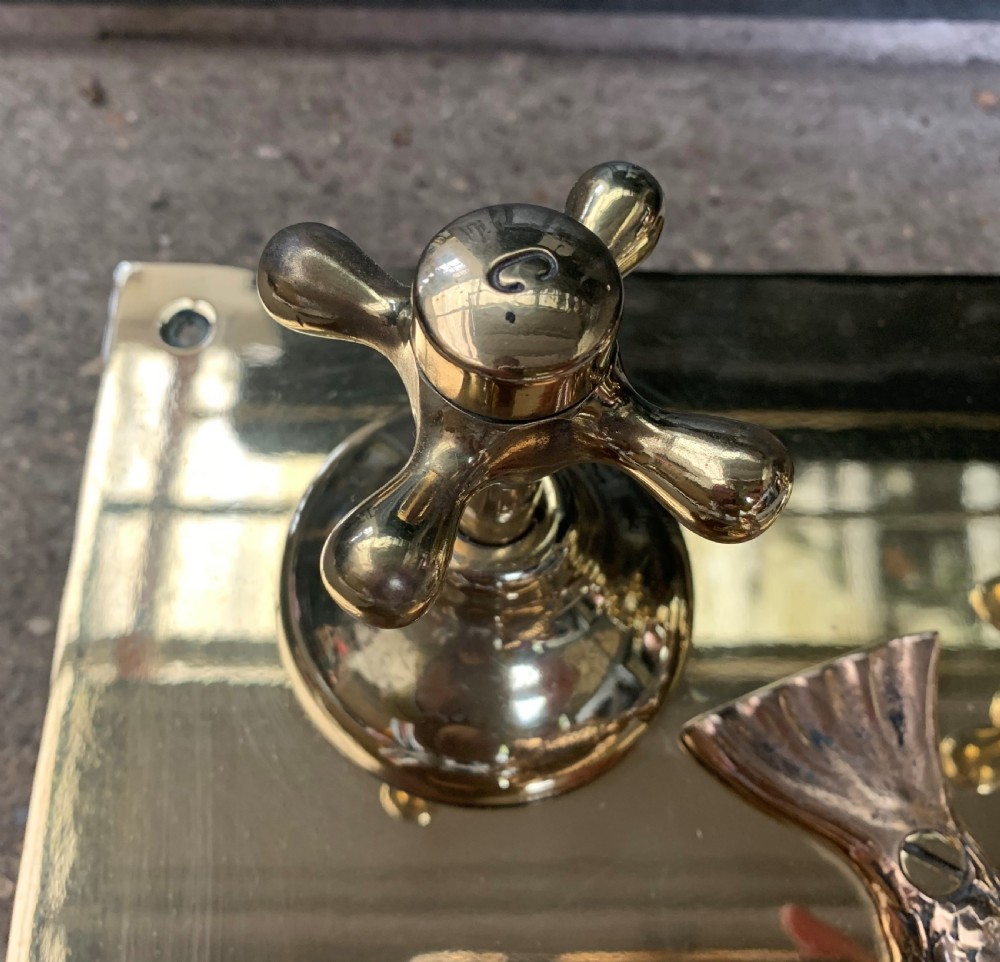 One Brass & Bronze Victorian Fish Mixer Taps.  View VII