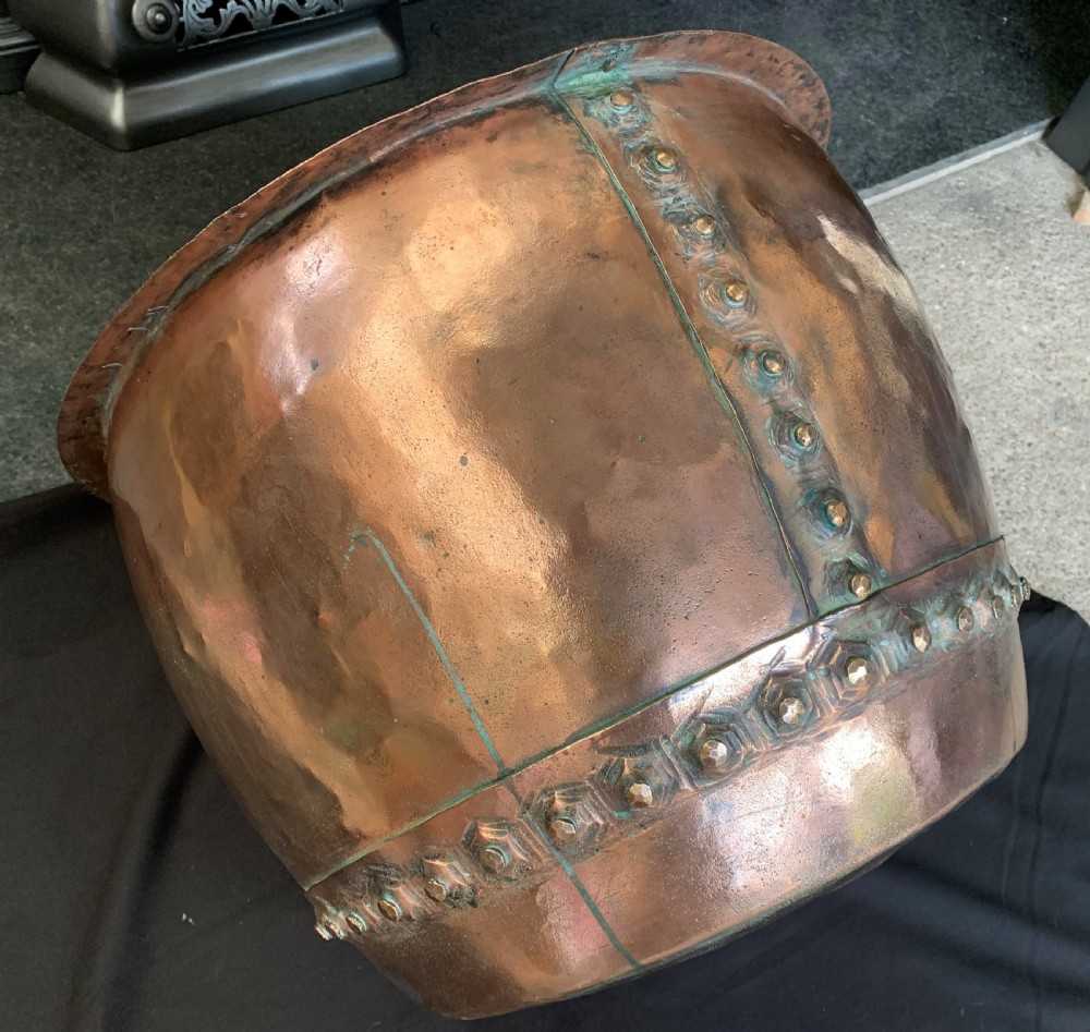 One Large Copper Georgian Studded Bucket.  View III