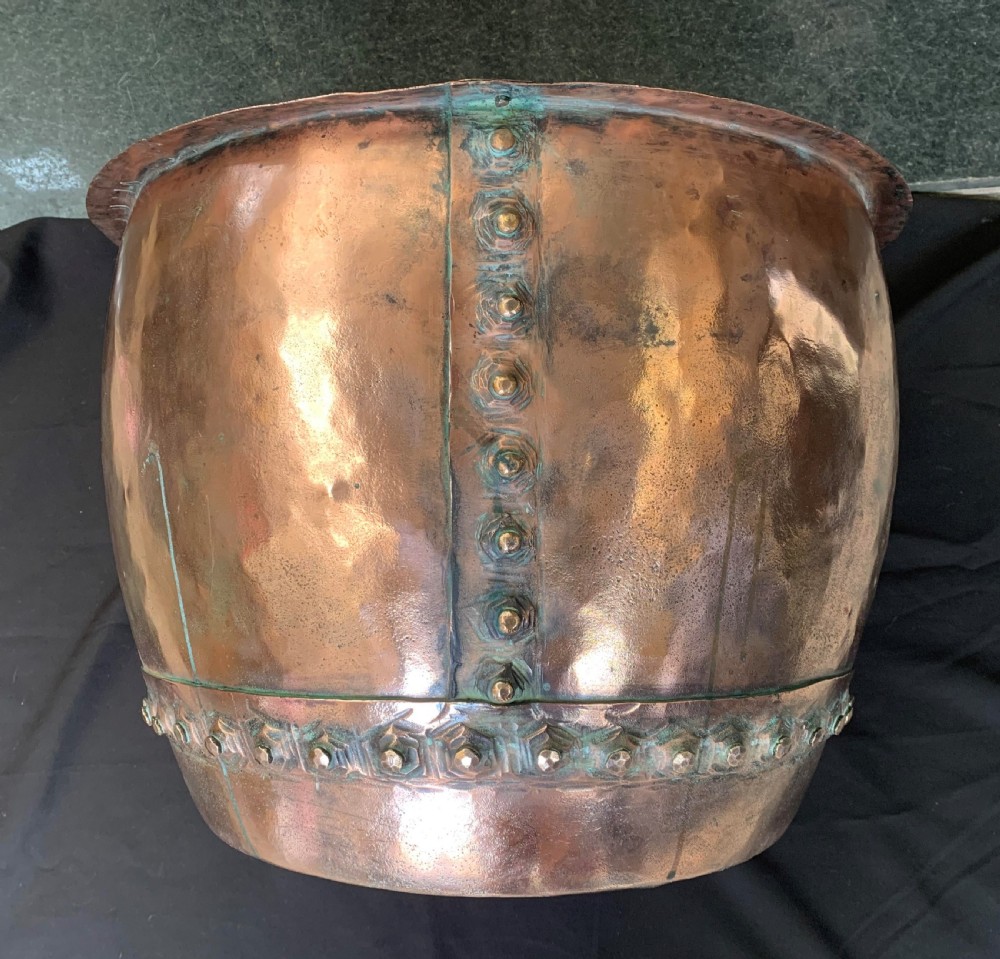 One Large Copper Georgian Studded Bucket.  View V