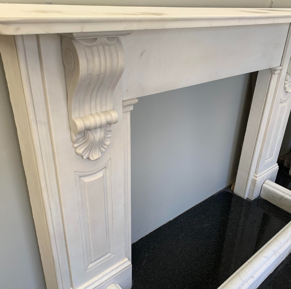 SA146 Corbels Victorian White Statuary Carved Marble Surround. View III