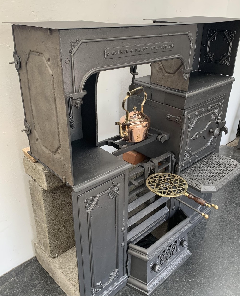 Early Victorian Walker & Emley Newcastle Kitchen Cooking Range. View V