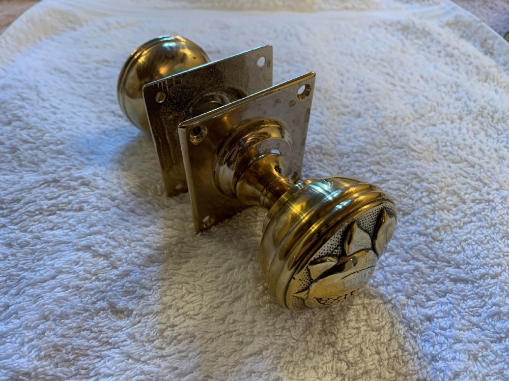 Three Pairs of Identical Arts & Crafts Floral Door Knobs 