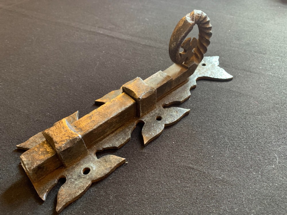 One Cast Iron Gothic Victorian Door Bolt. View II