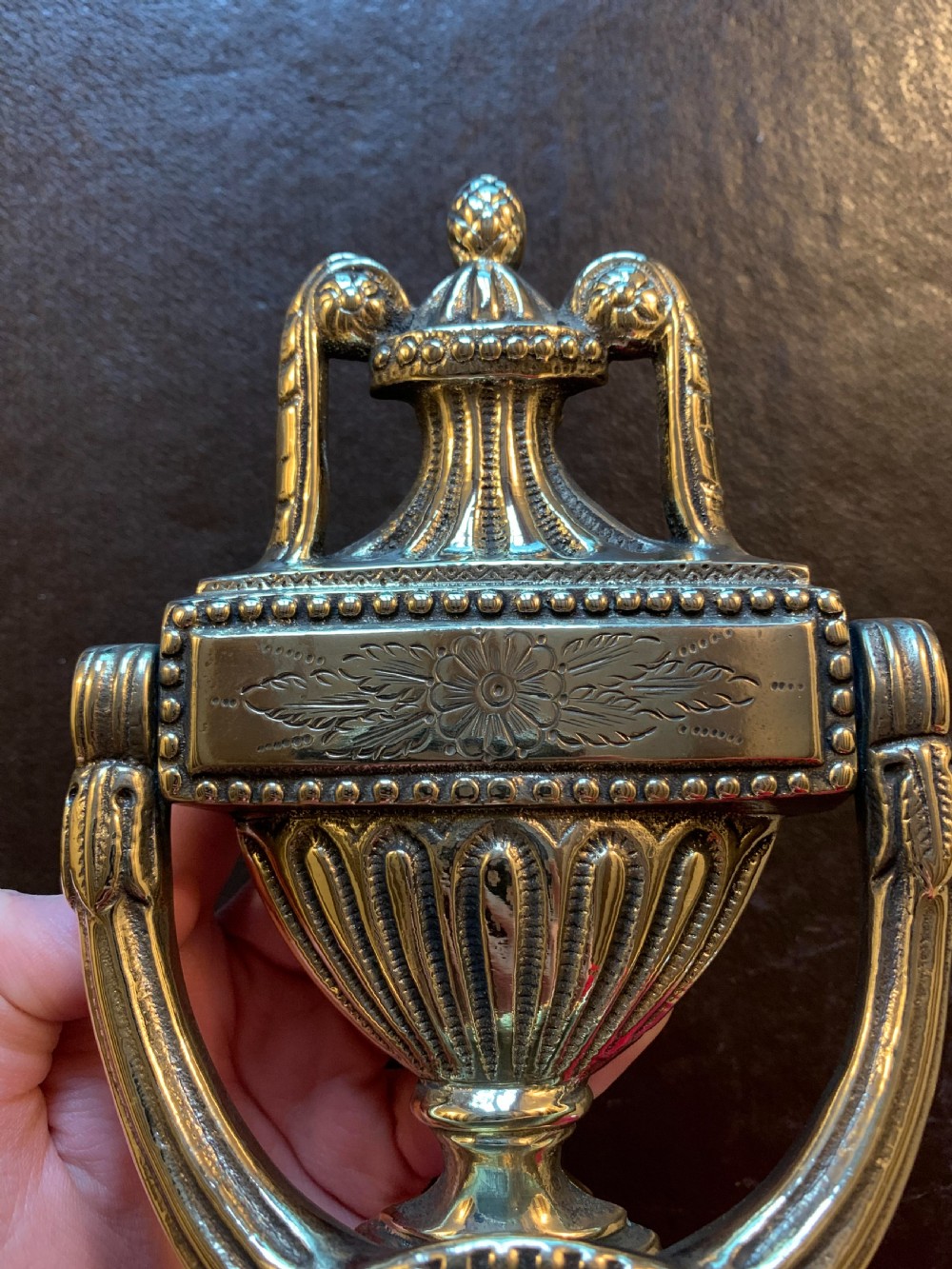 SA137 One Brass Regency Floral Door Knocker. View III