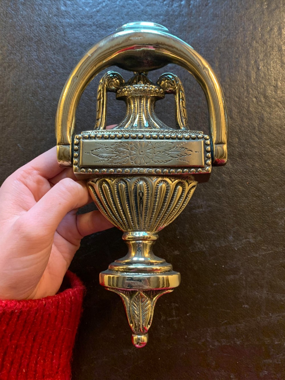 SA137 One Brass Regency Floral Door Knocker. View VI